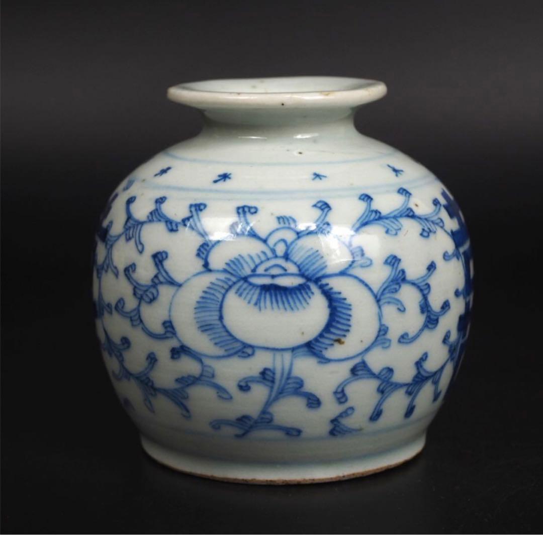 アオシマ送料無料 清時代　染付/青華壺　本物保証　中国古玩骨董