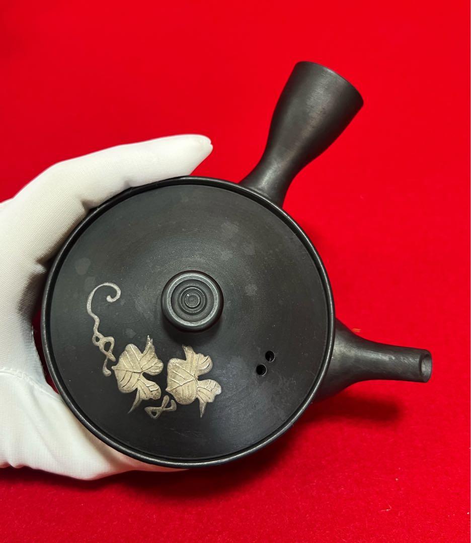 煎茶器揃 萬古焼 黒泥焼 煎茶器セット 慎旭造 茶道具 急須 湯冷まし 湯呑