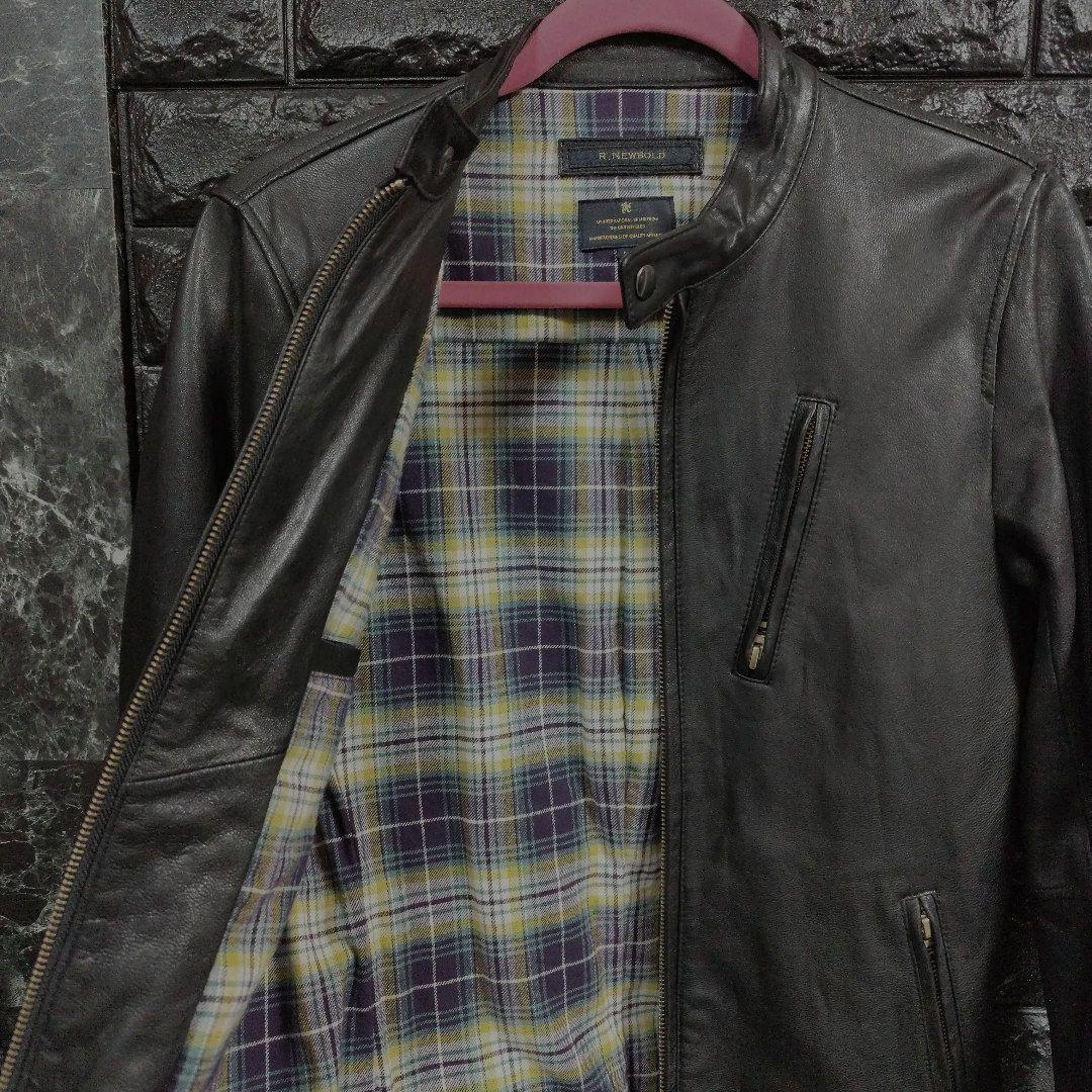 超美品　R.NEWBOLD　黒ゴートレザー（山羊革）シングルライダースジャケット