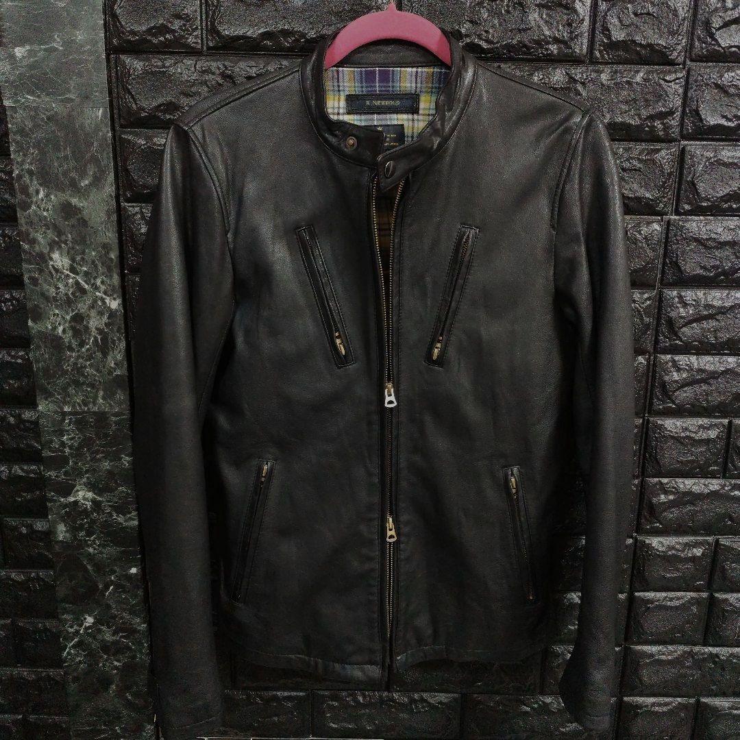超美品　R.NEWBOLD　黒ゴートレザー（山羊革）シングルライダースジャケット