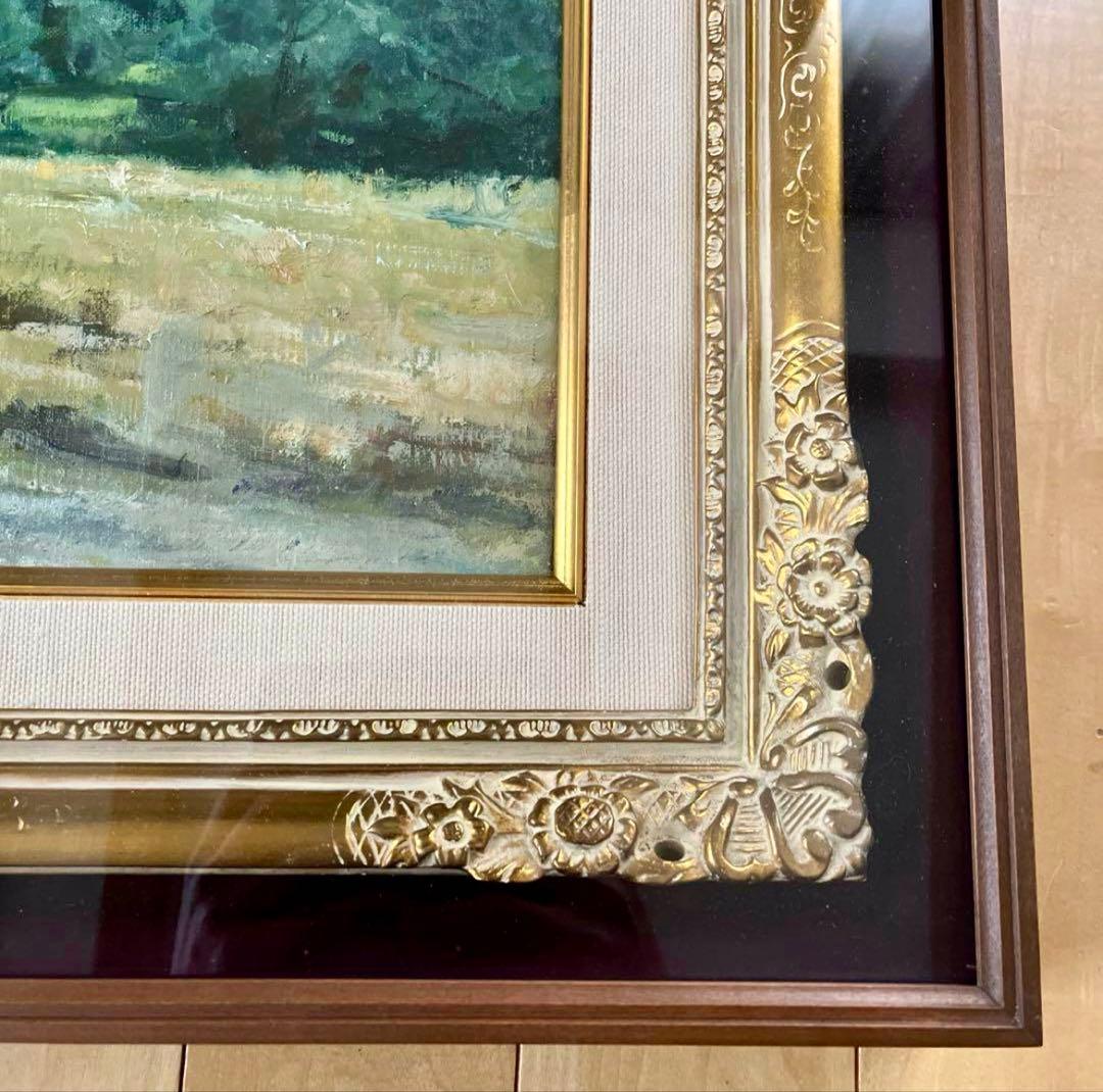 山崎翠祥　風景　油絵 日本肖像芸術協会理事　東峰美術株式会社　登録済証　レトロ