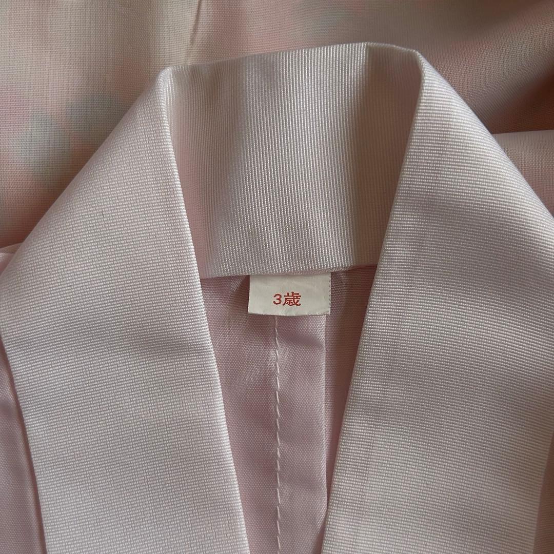 七五三 3歳 着物 753 正絹 被布 総絞り 三歳 赤 草履 金糸 花柄 毱