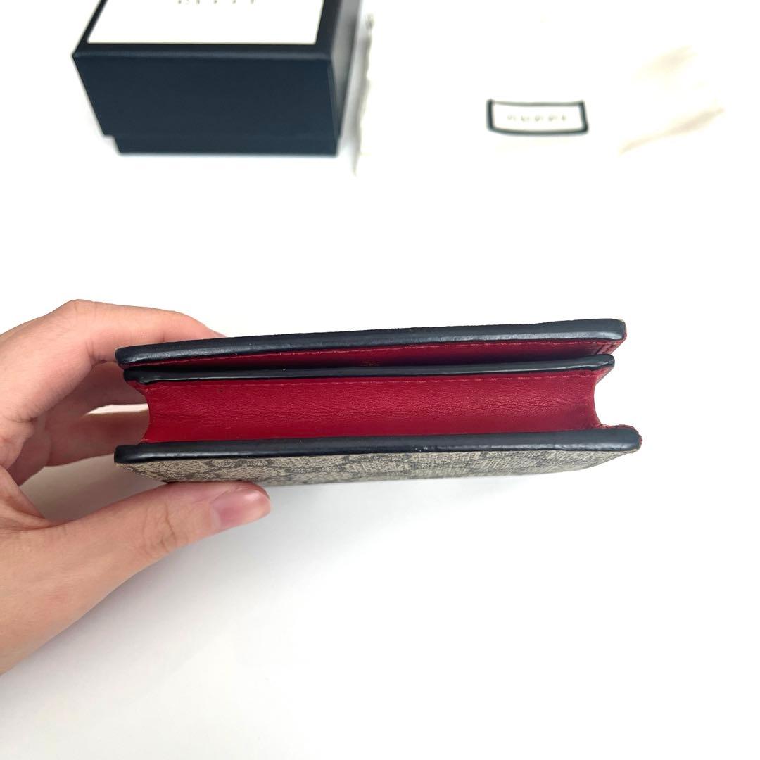 GUCCI GGスプリームミスティックキャット 折りたたみ財布二つ折り猫箱袋付き