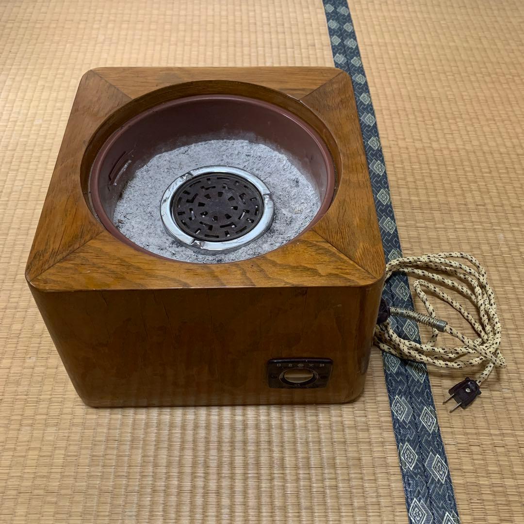 日立　電気火鉢　木製　火鉢　レトロ　昭和レトロ　木製火鉢　アンティーク