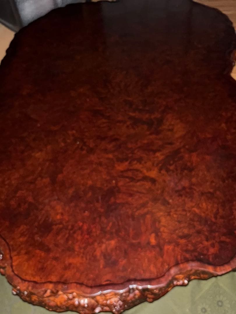 木製 不規則形座卓 大きめオーバルテーブル 極厚天板