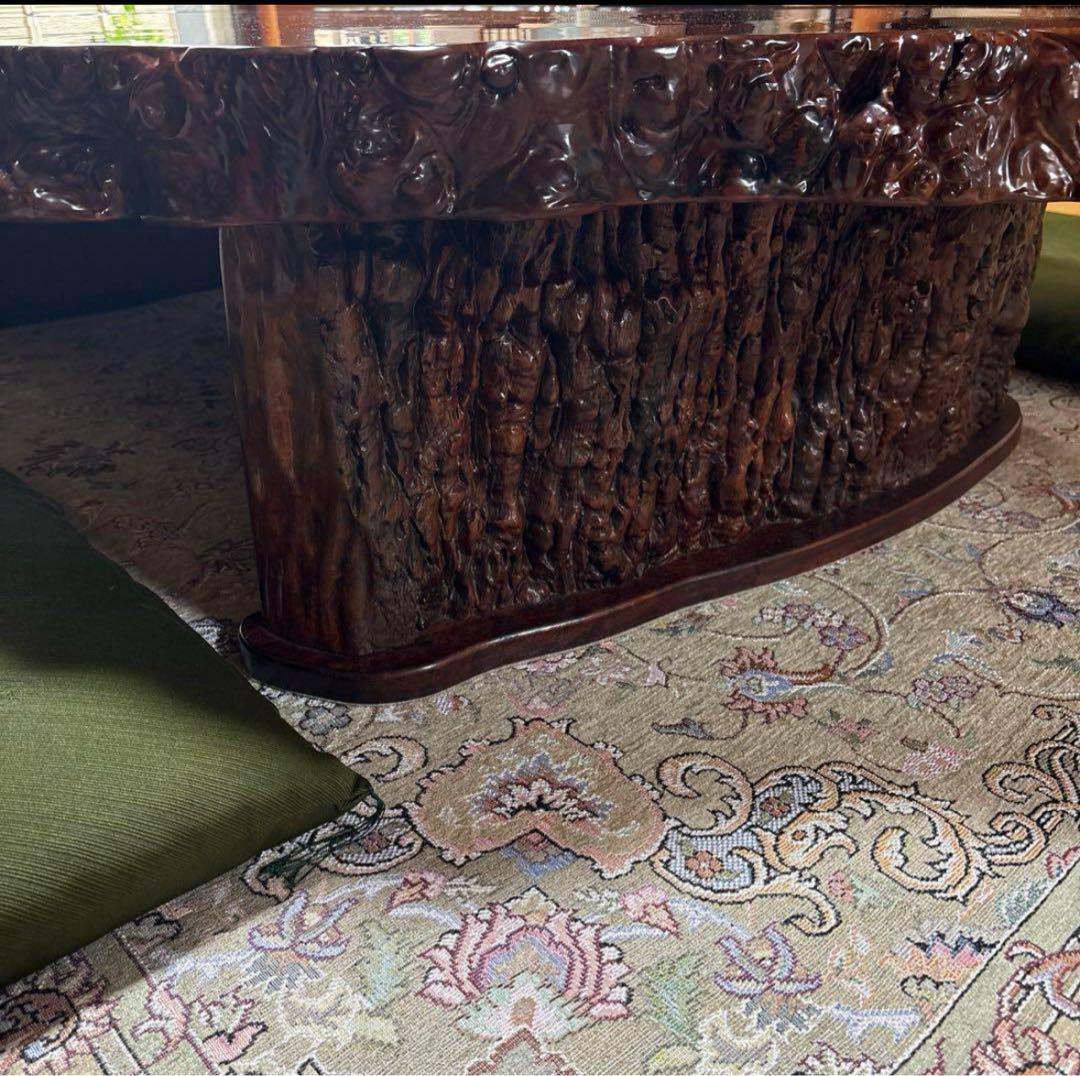 木製 不規則形座卓 大きめオーバルテーブル 極厚天板