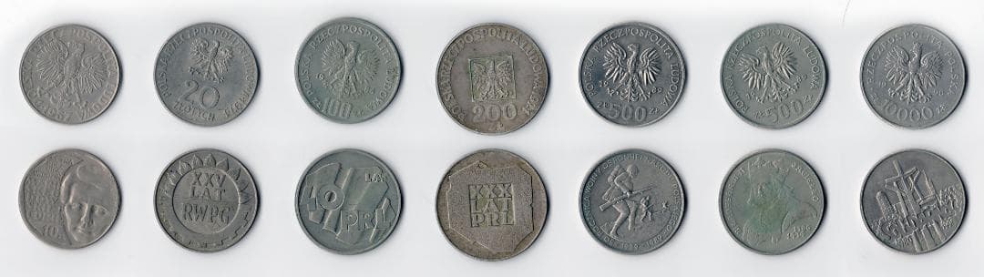 ポーランド 旧貨幣 10 20 100 200 500 10000 ズロチセット