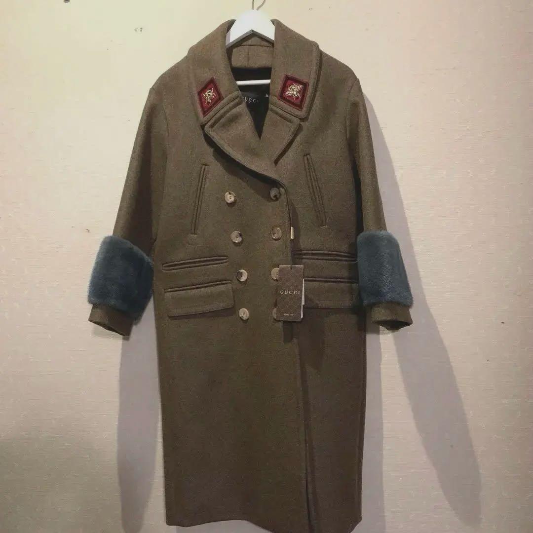 タグ付GUCCI グッチ　ウール　コート　ミンク　ミケーレ