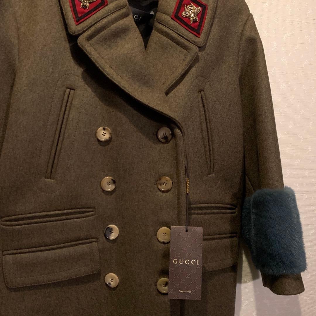 タグ付GUCCI グッチ　ウール　コート　ミンク　ミケーレ