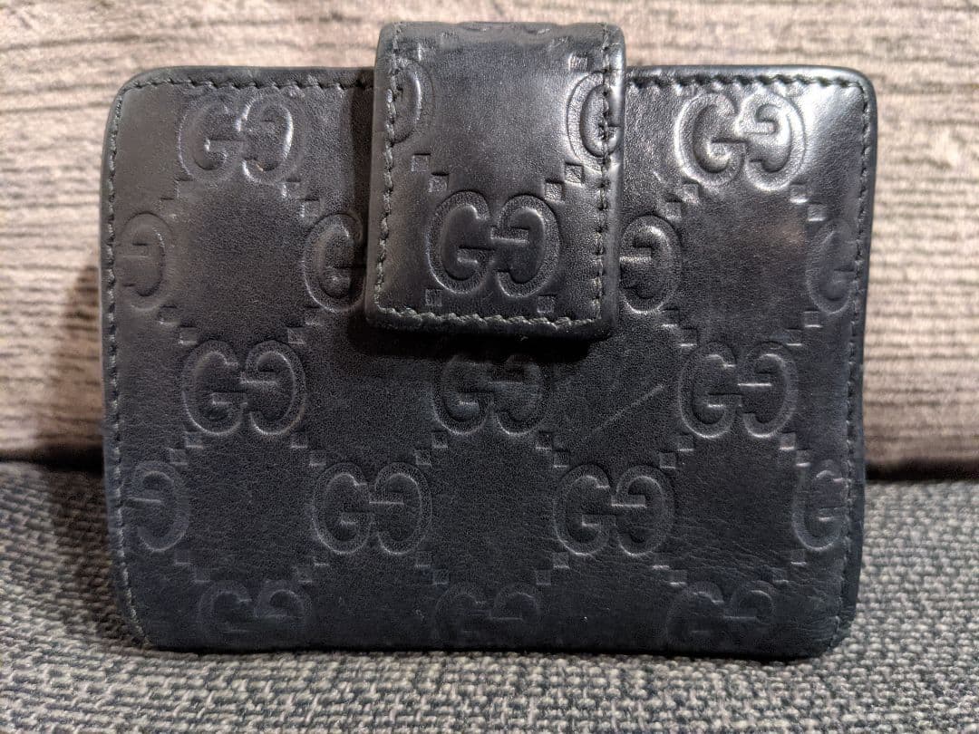 グッチ 財布 三つ折り シマ コンパクト ミニ Wホック 303490