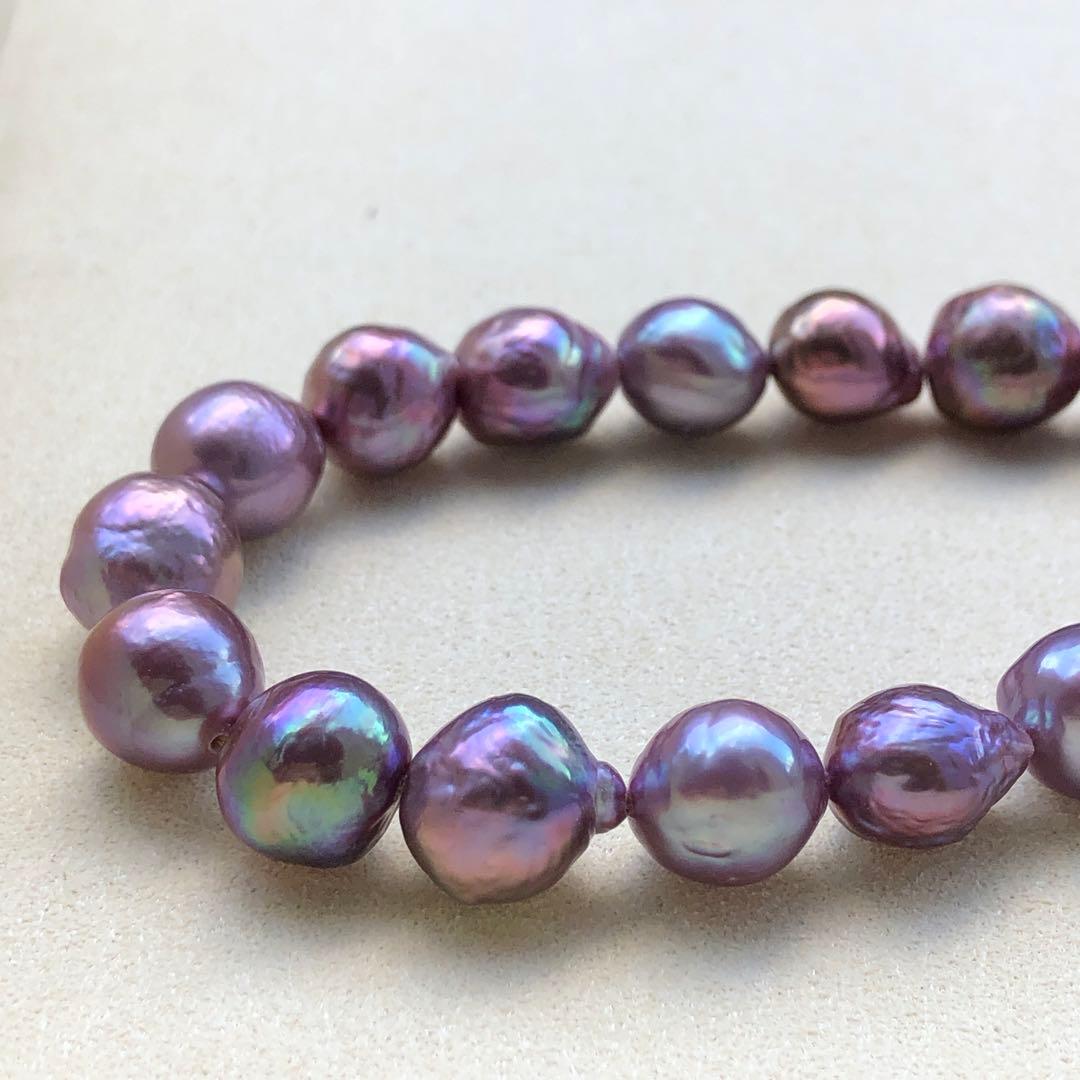 本真珠淡水バロックパール　メタリック紫系　s925ネックレスBEN421