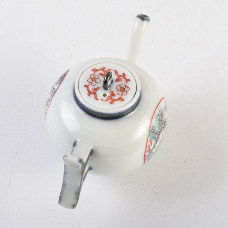 平安　丹祐造　色絵　山水人物文　水滴　共箱　V　8798