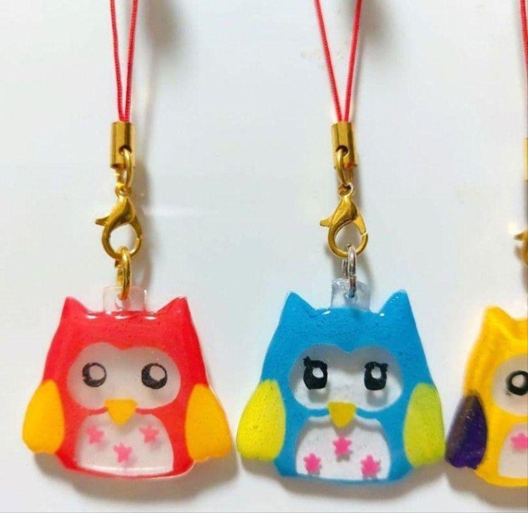 30個セットです⭐⭐ふくろうさん　レジン　ストラップ　カラフル　ハンドメイド