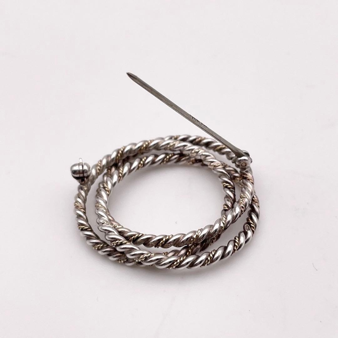 【美品】Tiffany& Co. コンビサークル ブローチ シルバー アクセ