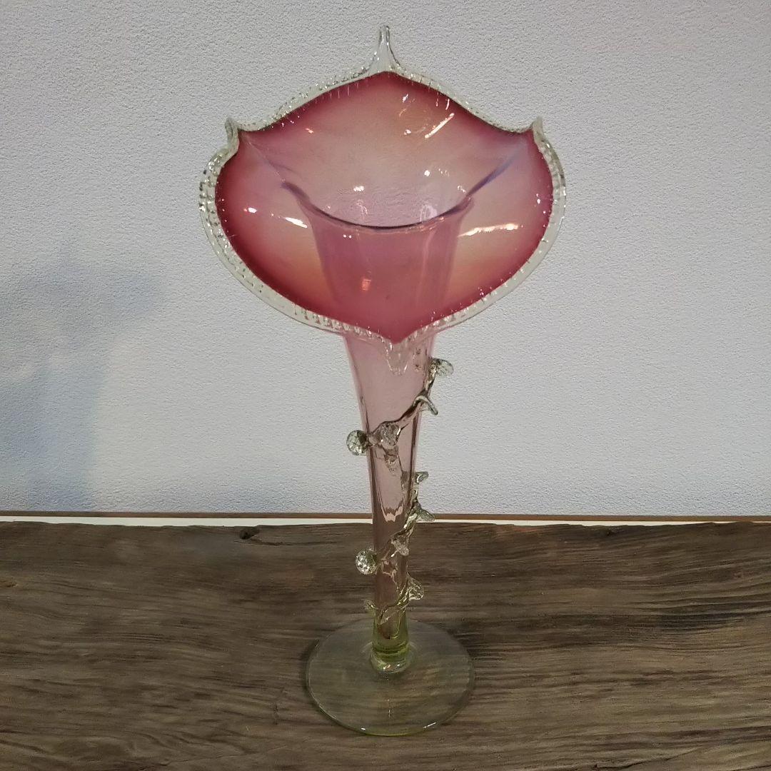 ガラス 西洋アンティークバセロン花器