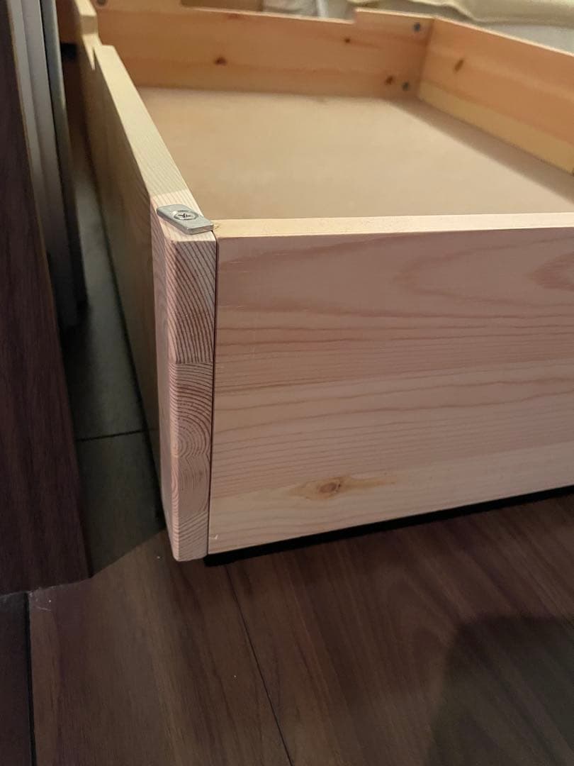 木製シングルベッドフレーム×2 引き出し×2