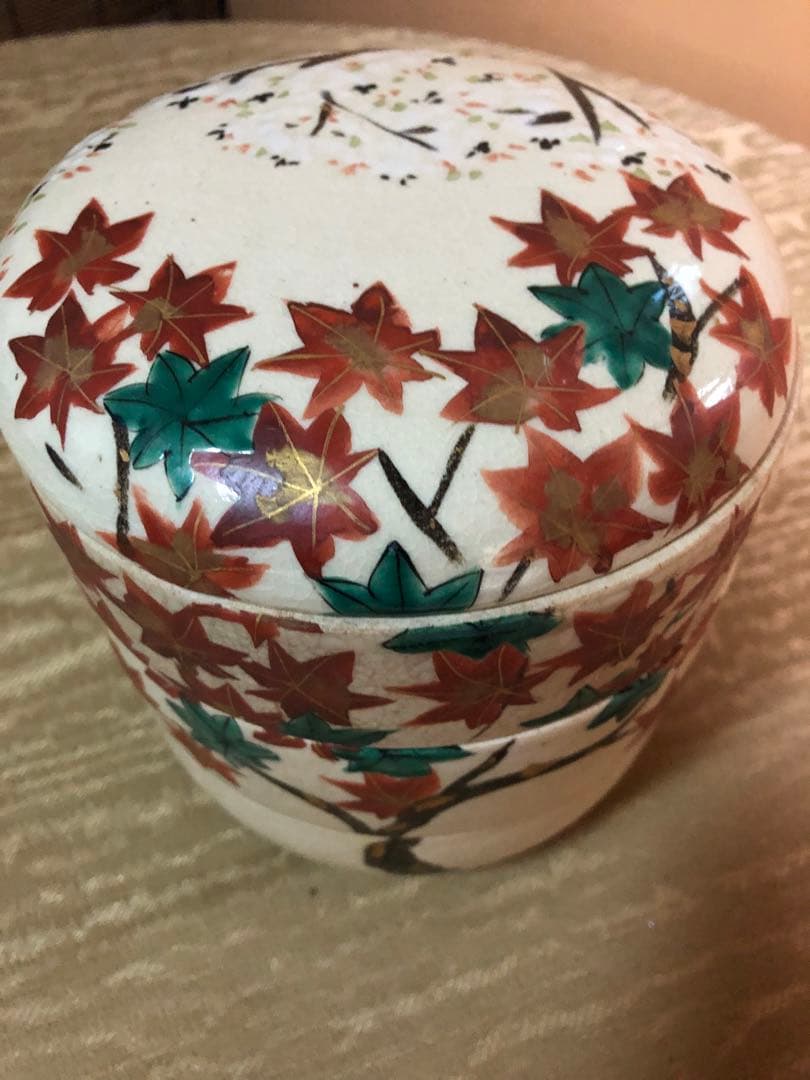 陶製色絵雲錦三つ重ね