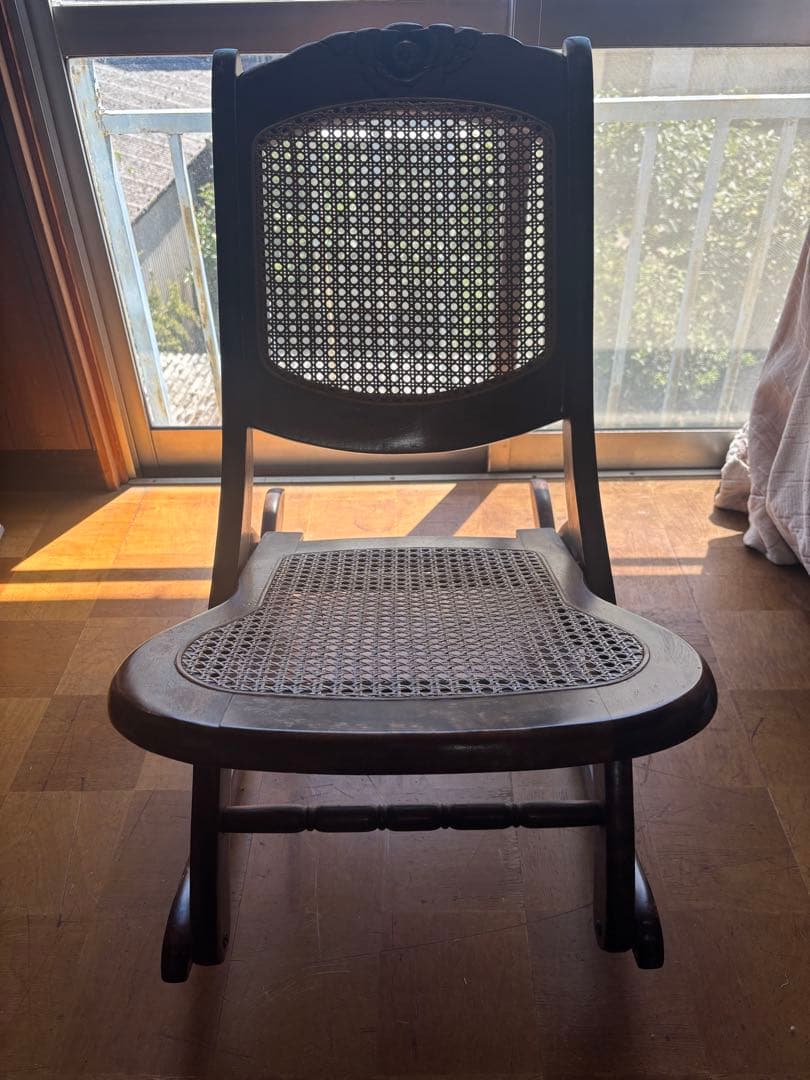 【折りたたみ可能‼️】木製ロッキングチェア ダークブラウン