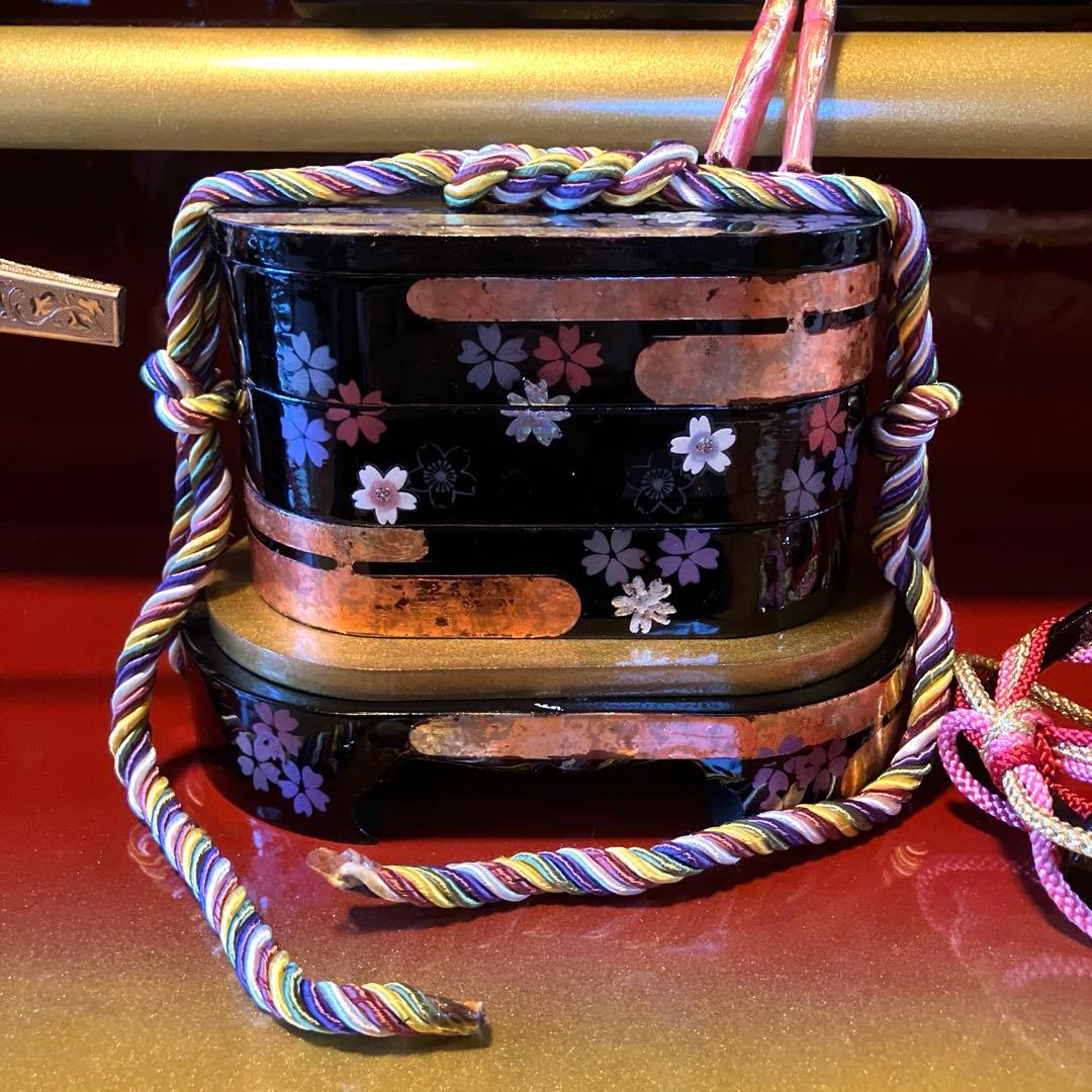 御京雛④平安春峰作　雛人形　三段飾り　お雛様　京都西陣織り　ひな人形3段　桜刺繍