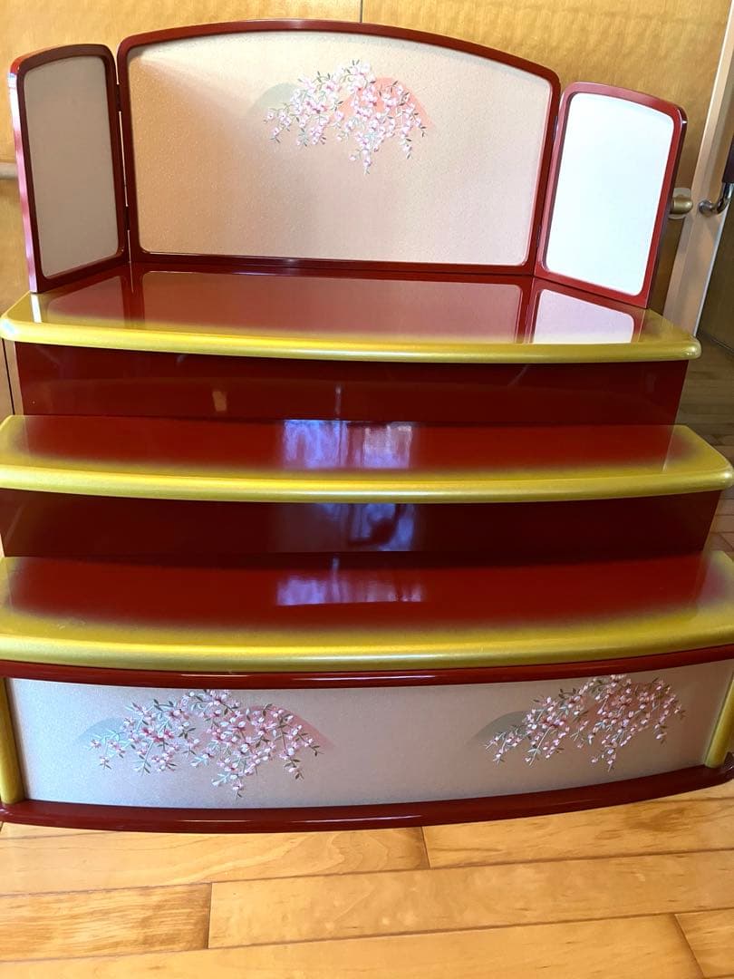 御京雛④平安春峰作　雛人形　三段飾り　お雛様　京都西陣織り　ひな人形3段　桜刺繍