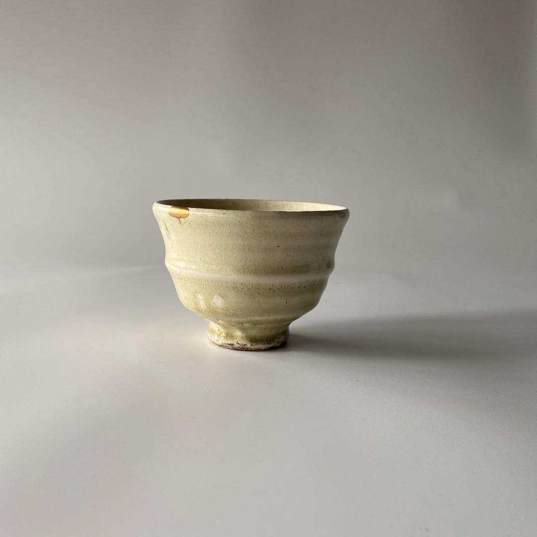 舩木研兒 白釉押紋茶碗 布志名 舩木道忠 バーナードリーチ 山陰 民藝 金継ぎ有