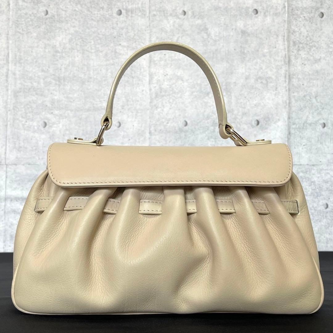 専用品WAKO ワコウ 銀座和光 レザー ベージュ トップハンドルバッグ