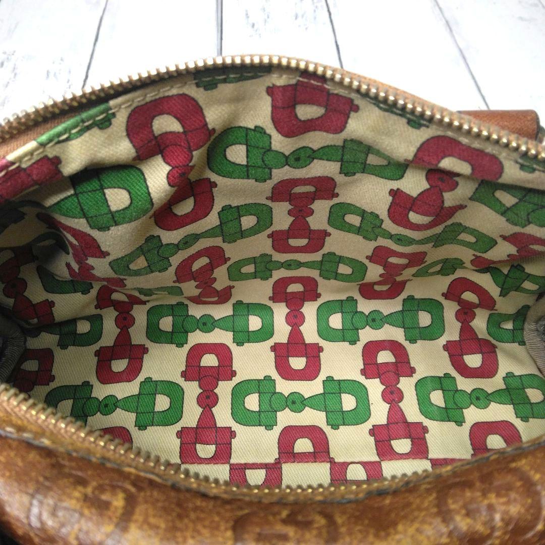 GUCCI ミニボストン　シマ　GGロゴ オールレザー　希少　総柄　493075