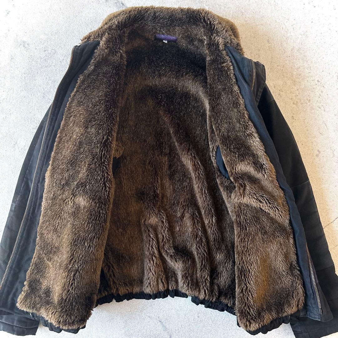 ネペンテス 日本製 裏ボア コットン パッチワーク 短丈 ジャケット 黒ブラック