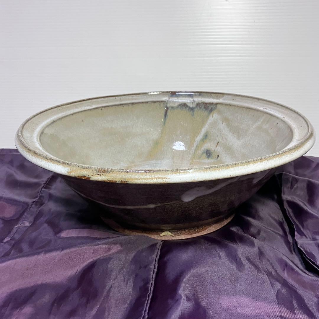 陶器　肥後　熊本　小代焼　大鉢　直径３２cm 刻印あり　井上泰秋作？