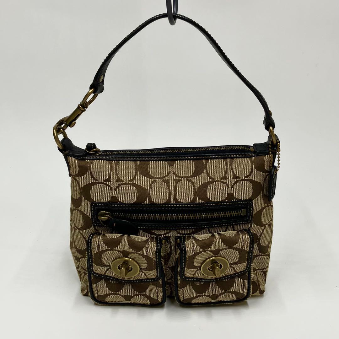 【美品】コーチ レガシー シグネチャー ショルダー バッグ レザー ターンロック