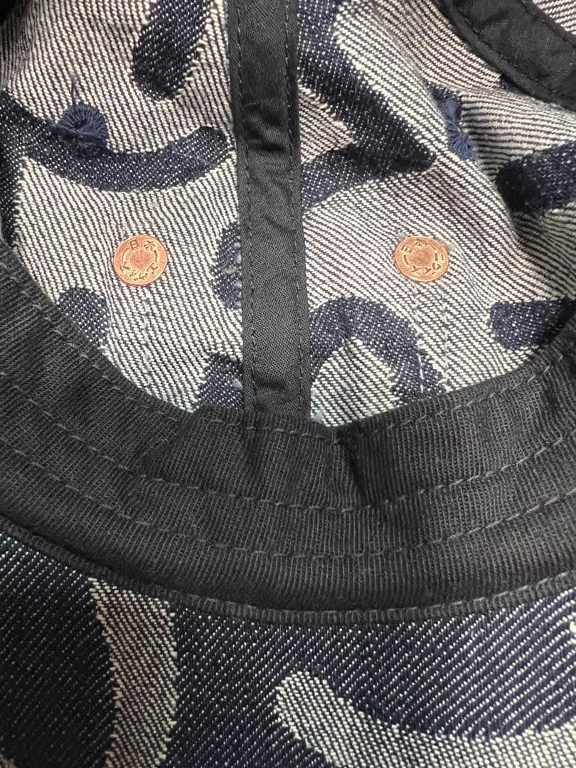 EVISU カモメ総柄キャップ　カモメ刺繍ポケット　白カモメ　白タブ　ジャガード