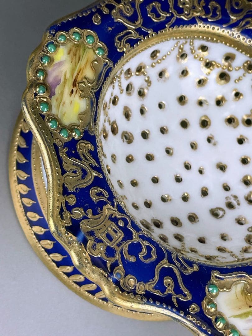 【美品】オールドノリタケ ティーストレーナー 茶漉し ジュエル ジュール スワン