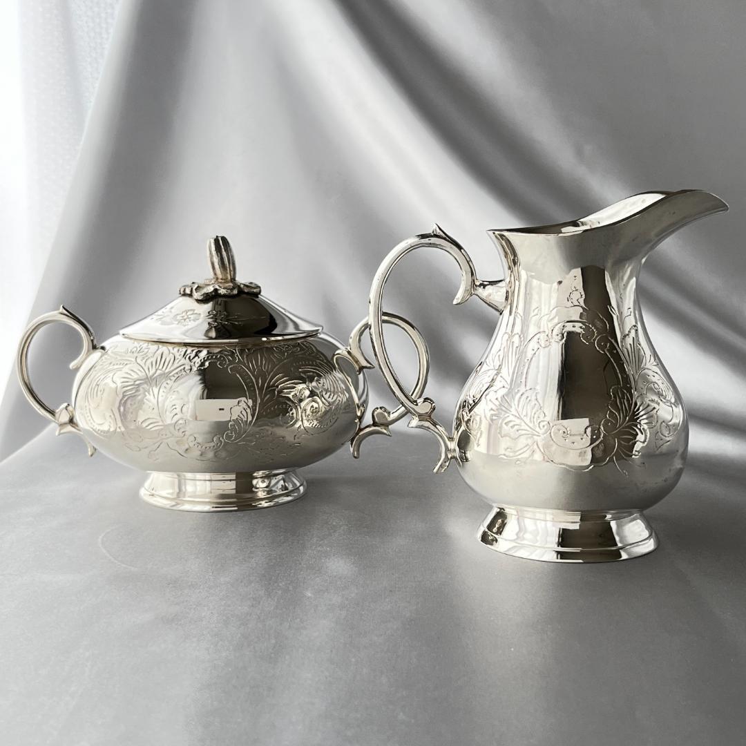 【英国】 ビクトリアンのティーセット 3点【シルバープレート】ティーポット
