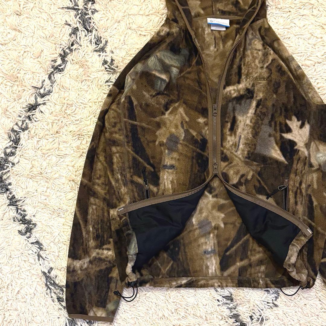 【y2k】Columbia フリース ダブルジップパーカー カモ柄　リアルツリー