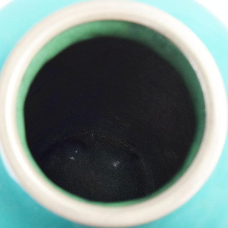 七宝焼　青釉　花文　花瓶　V　8999