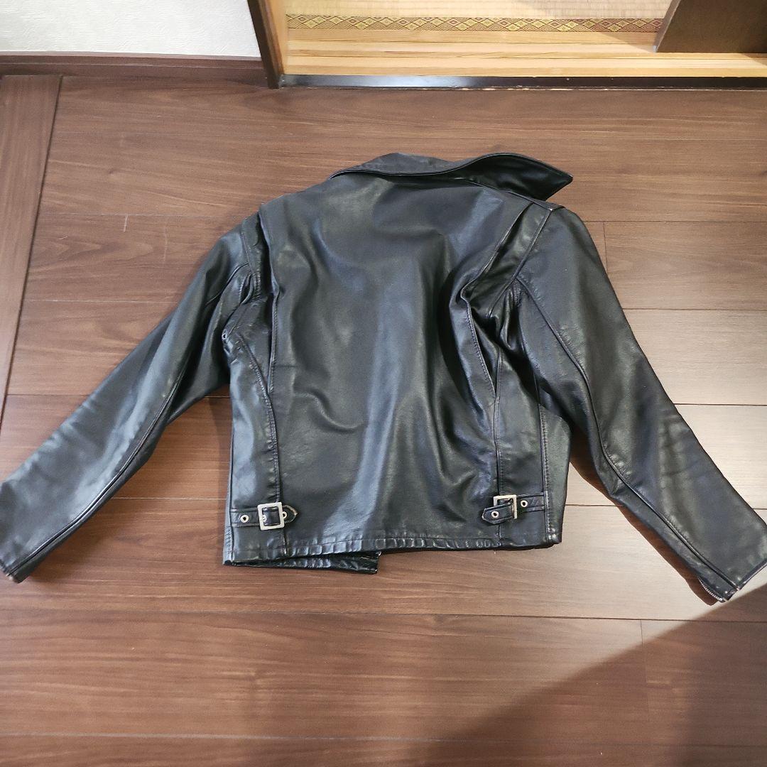 黒 レザー シングルライダースジャケット 38