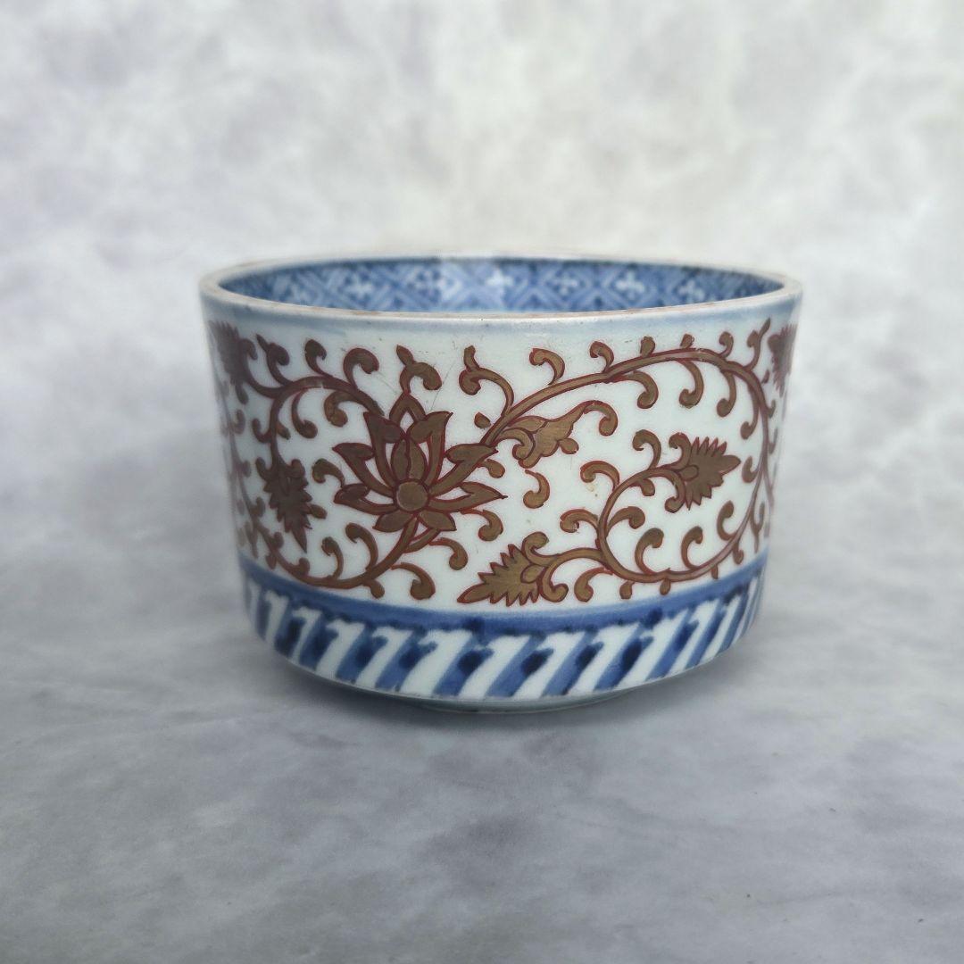 古伊万里　金彩　染付　向付　金唐草　金継ぎ　アンティーク　骨董　江戸