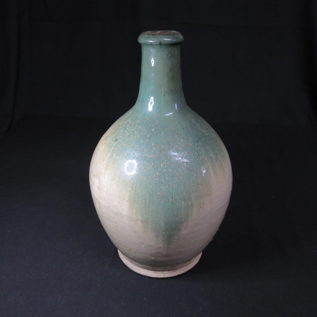 大徳利 笠間 民藝 民芸 酒器 益子 白 緑 古い