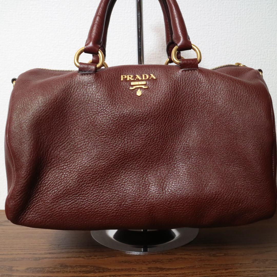 【極美品】 PRADA ダイノレザー ボストンバッグ ショルダーバッグ ギャラ