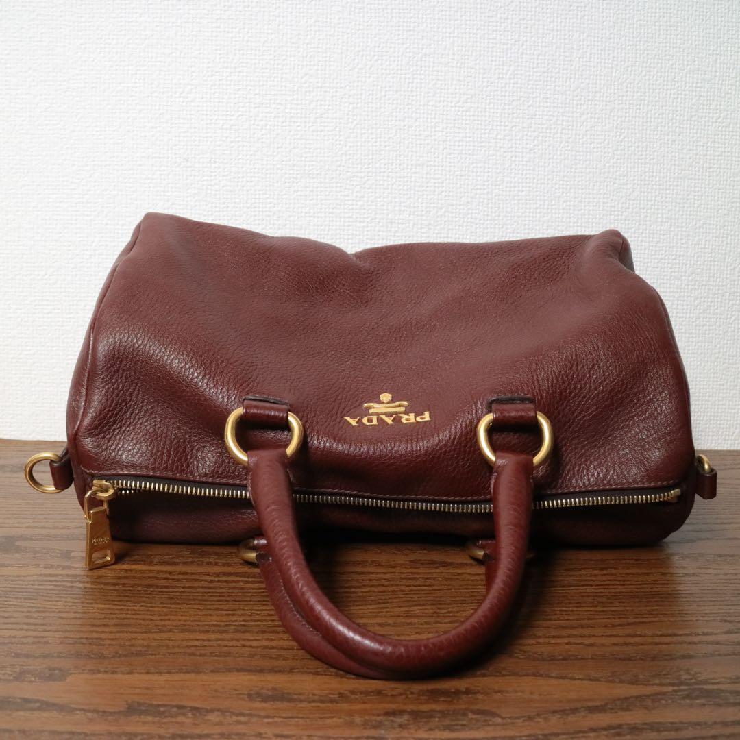 【極美品】 PRADA ダイノレザー ボストンバッグ ショルダーバッグ ギャラ