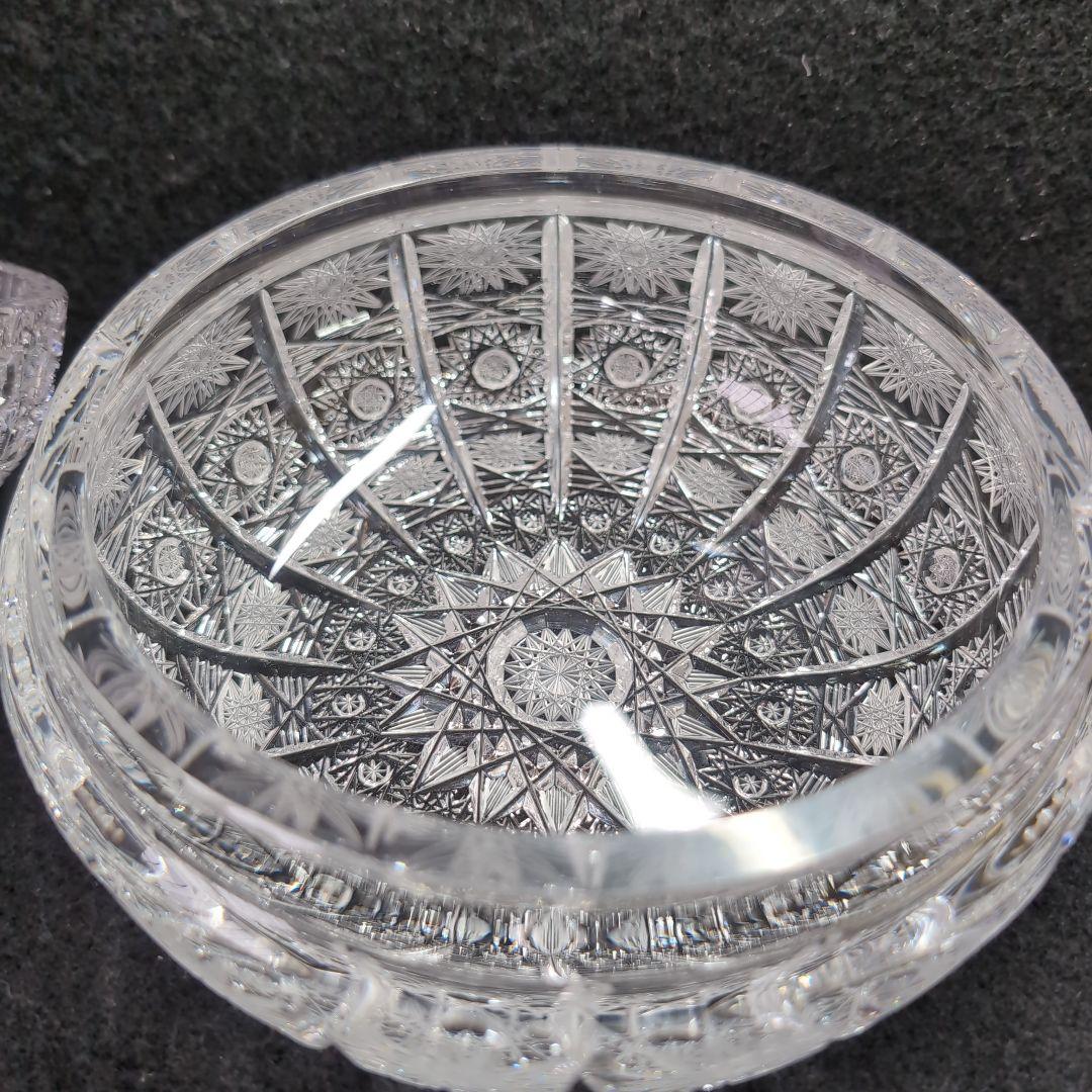 【ボヘミア】高級クリスタル 蓋付きボウル PK500　ハンドメイドカット　ポット