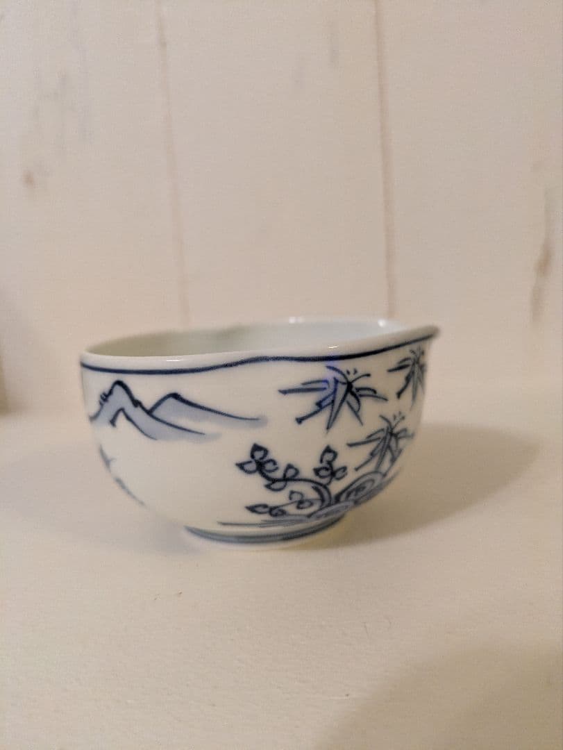 染付山水絵　煎茶器揃　平安京泉作　京焼　清水焼