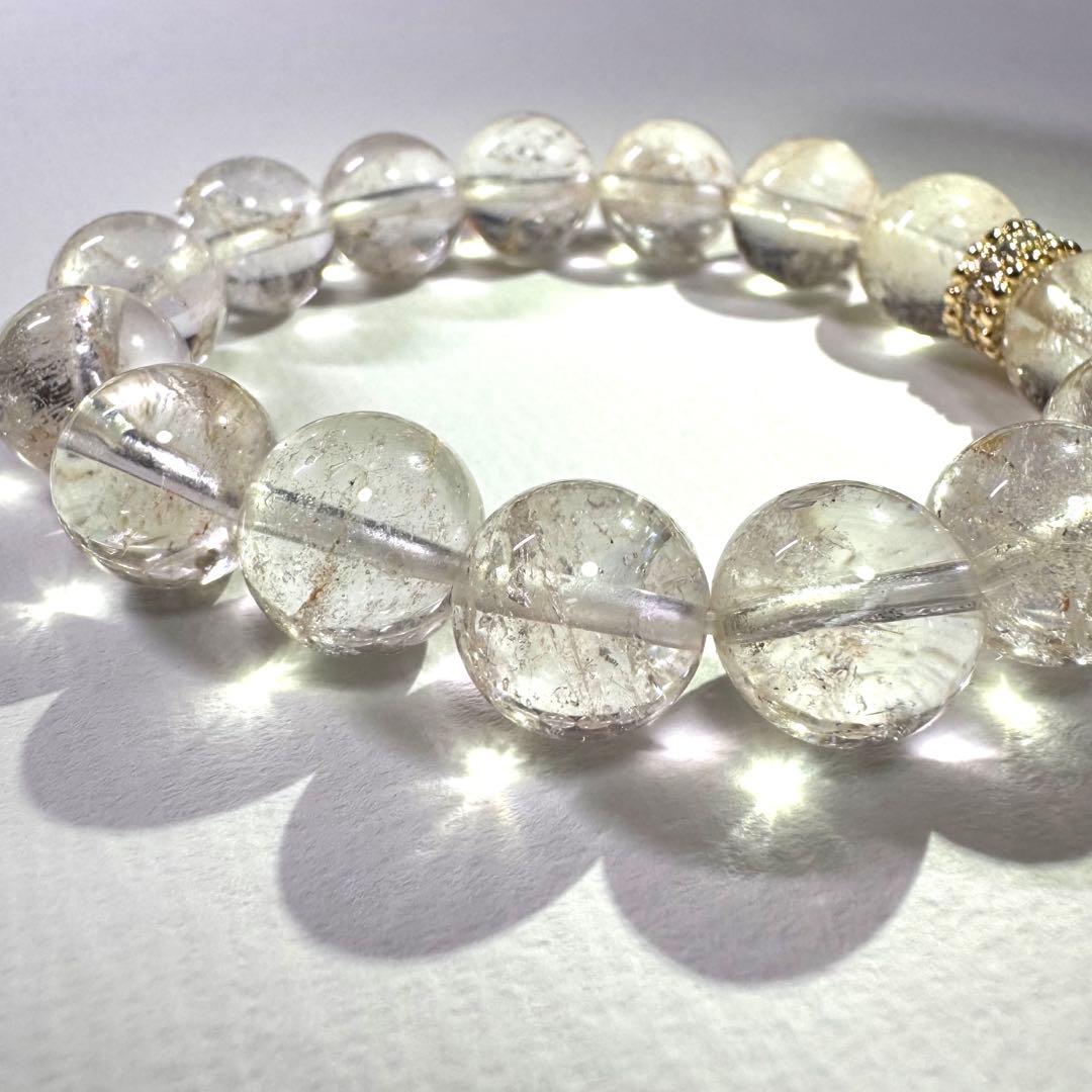 【ピンクアイリス ヒマラヤ水晶】マニカランの神秘的な輝き 天然石 ブレスレット