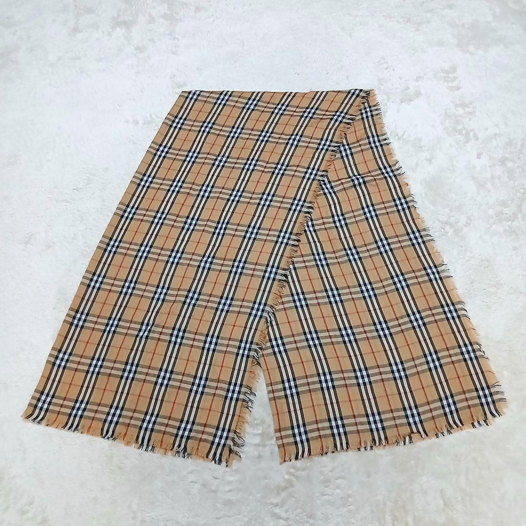 【極美品】BURBERRY LONDON 大判フリンジマフラー ノバチェック