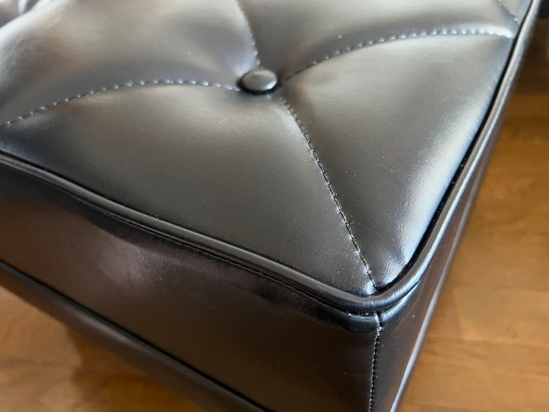 【muhi】カリモク オットマン レザー調　黒