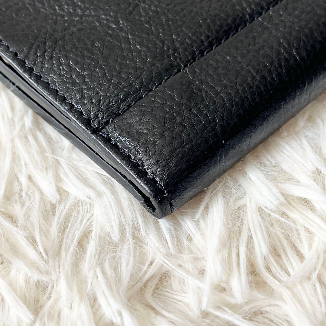 ⭐️未使用品⭐️　IL BISONTE　がま口　三つ折り財布　ブラック　レザー