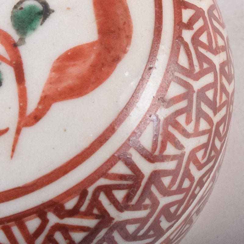 中国　呉須赤絵　花文　香合　時代箱　V　R8886