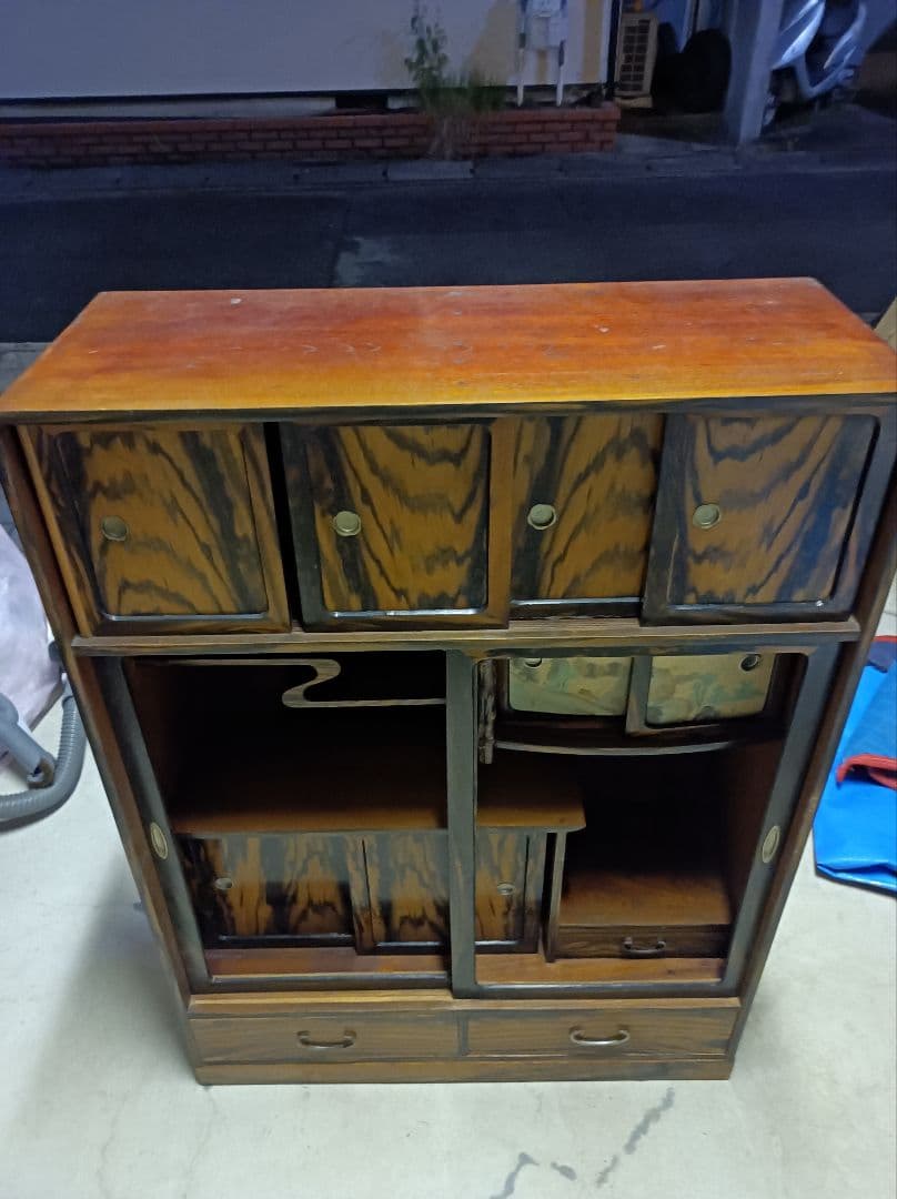 茶棚木製収納アンティーク家具 中型 引き出し付き京都引き取り限定！