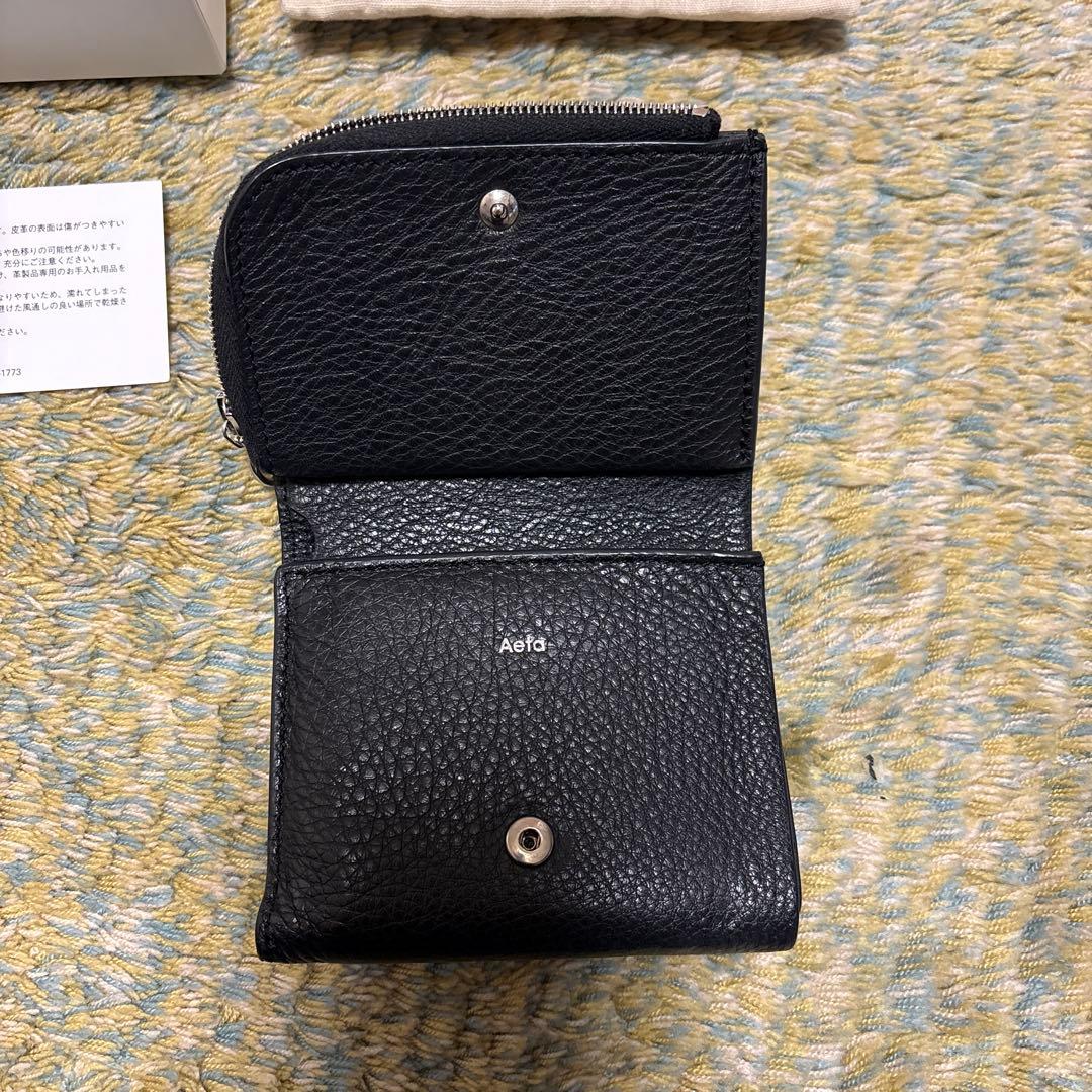 Aeta ブラック 三つ折り財布