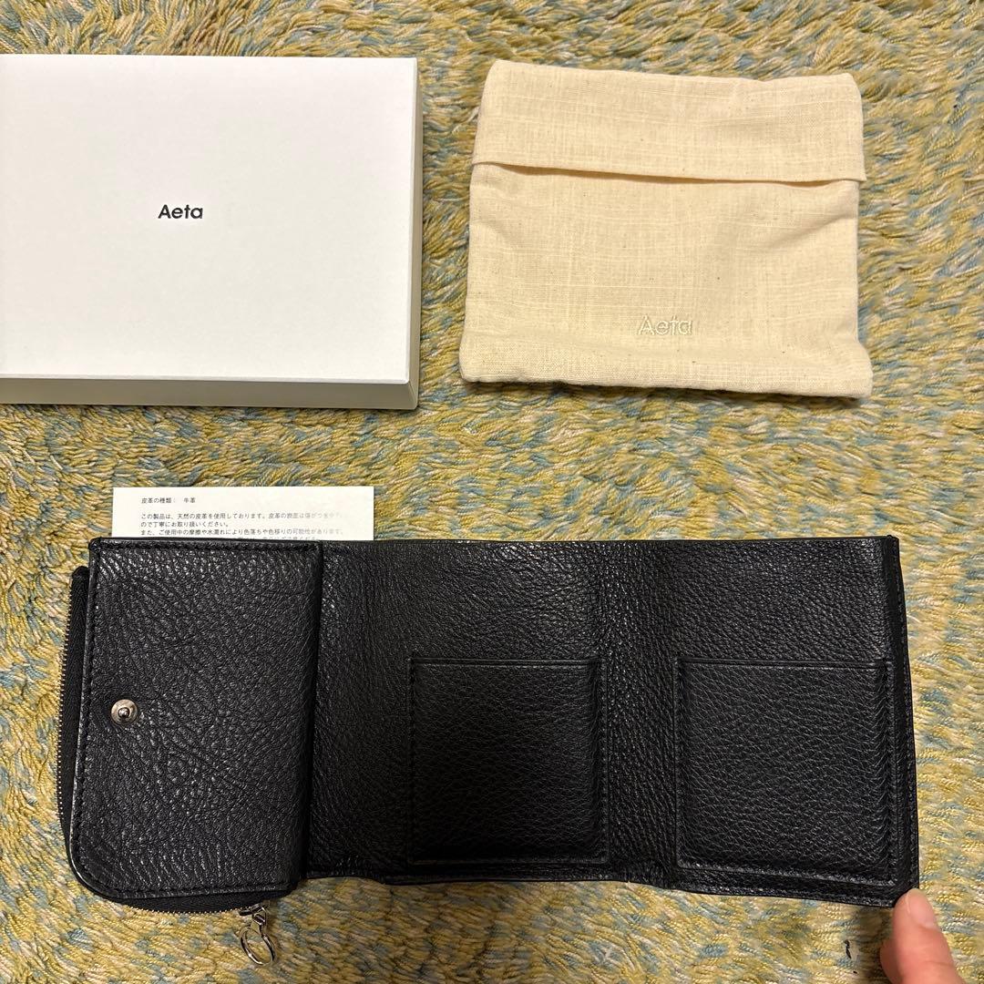 Aeta ブラック 三つ折り財布